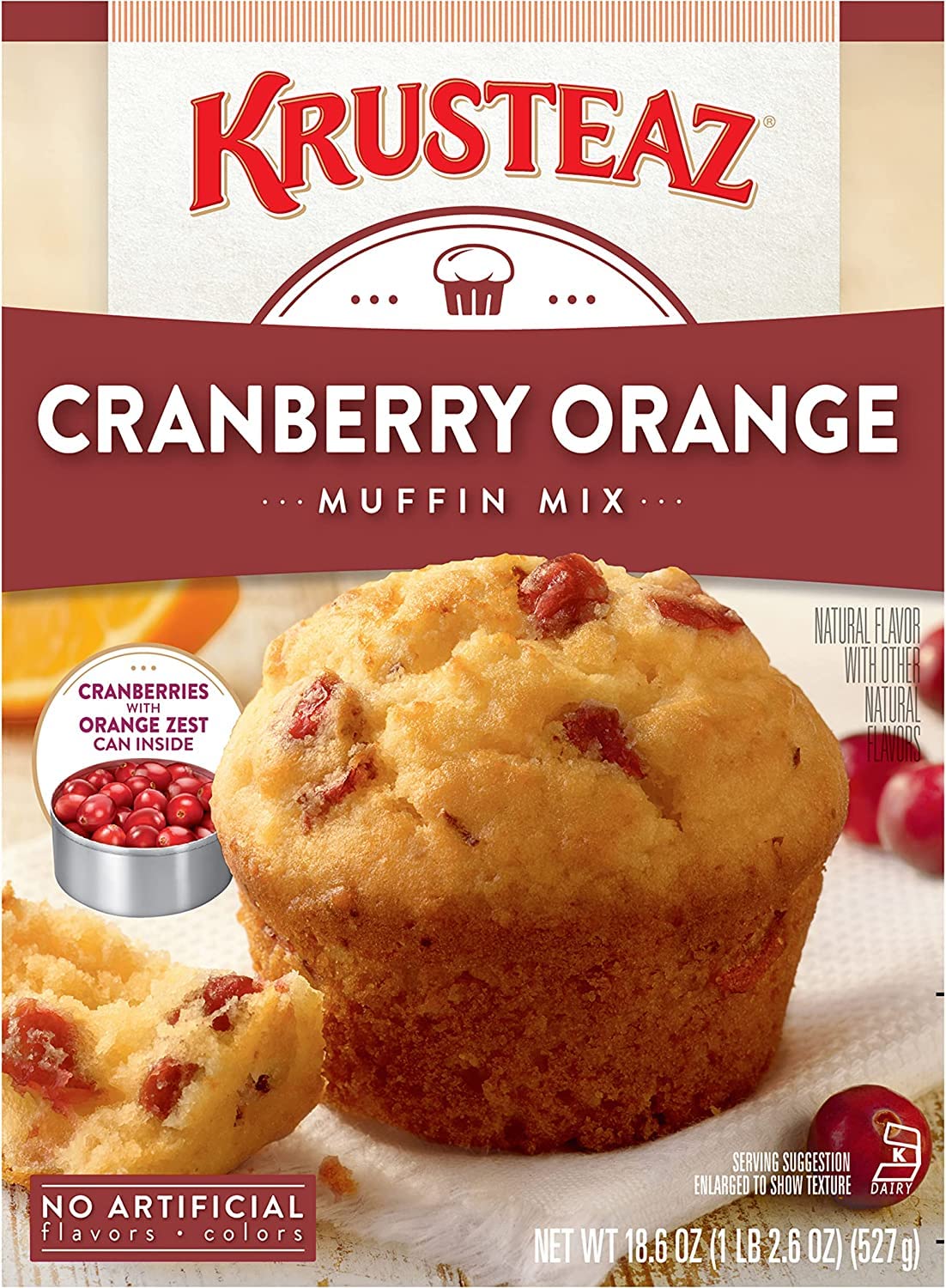 Krusteaz Cranberry Orange Muffin Mix, Contains Cranberries with Orange Zest (18.6 Ounce (Pack of 6))