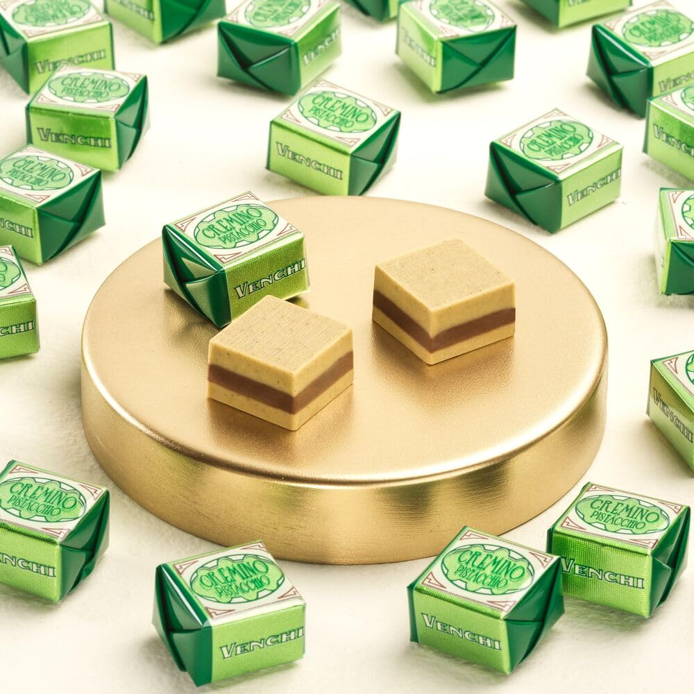 Venchi Cremino Pistachio Chocolate Gift Box - 25 Pieces, 10.58 oz, Brown, White, Light Green, Gluten-Free