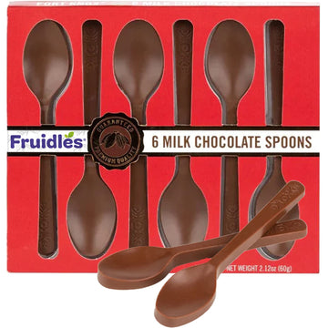 Fruidles Milk Chocolate Spoons, Candy Hot Chocolate Stirring Edible Spoons, Gourmet Milk Cocoa Edible Spoon Stirrers, Non-Gmo, Dairy, 2.12 Oz (6 Spoons Per Box) (8-Pack)