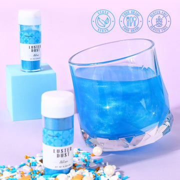 Blue Edible Glitter For Cake Decorating, 5G Blue Luster Dust Edible, Blue Edible Glitter For Cocktails, Cake, Strawberries, Choc