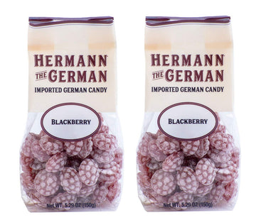 Hermann the German Hard Candy - Blackberry Flavor - 10.58 Ounce Pack of 2