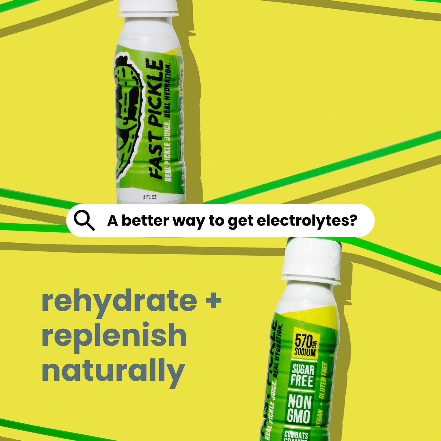 Fast Pickle Juice Pickle Shots For Leg Cramps Relief - Hydration & Electrolyte Support  No Sugar  Natural Ingredients - 3 Oz  6 Pack