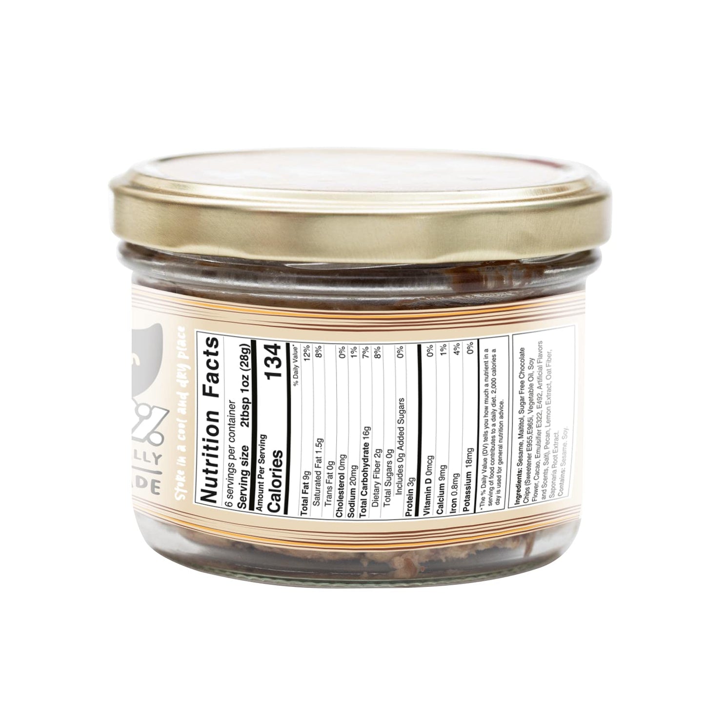 Halva Kingdom Sugar Free Halva Vegan Dessert - Gluten Free, Kosher Certified, Lemon Pecan Chocolate Flavor, 8 oz Jar