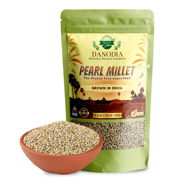 Danodia Foods Organic Pearl Millet (Bajra) (2 lbs | 950g | 33oz) | Unpolished, Whole Grain, Gluten-Free, Hulled Superfood | Natu