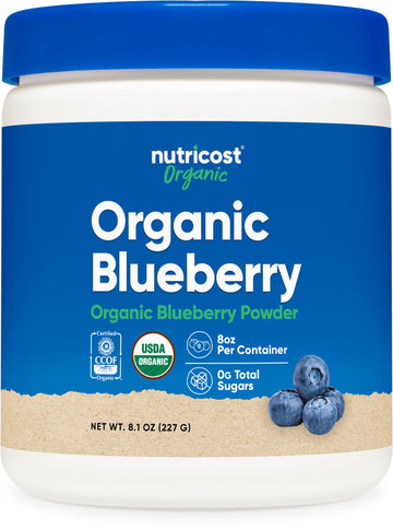 Nutricost Organic Blueberry Powder 8oz (227 Grams) - Pure, Gluten Free, Non-GMO, from Whole Freeze-Dried Organic Blueberries
