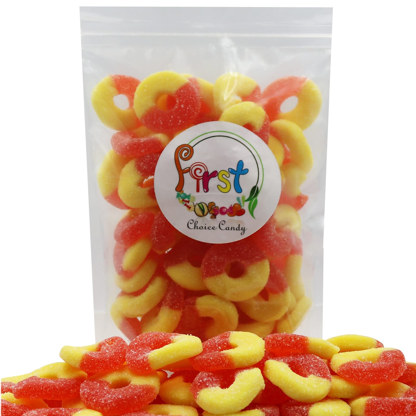 FirstChoiceCandy Gummy Rings Candy - Peach - 1 Pound (Pack of 1)