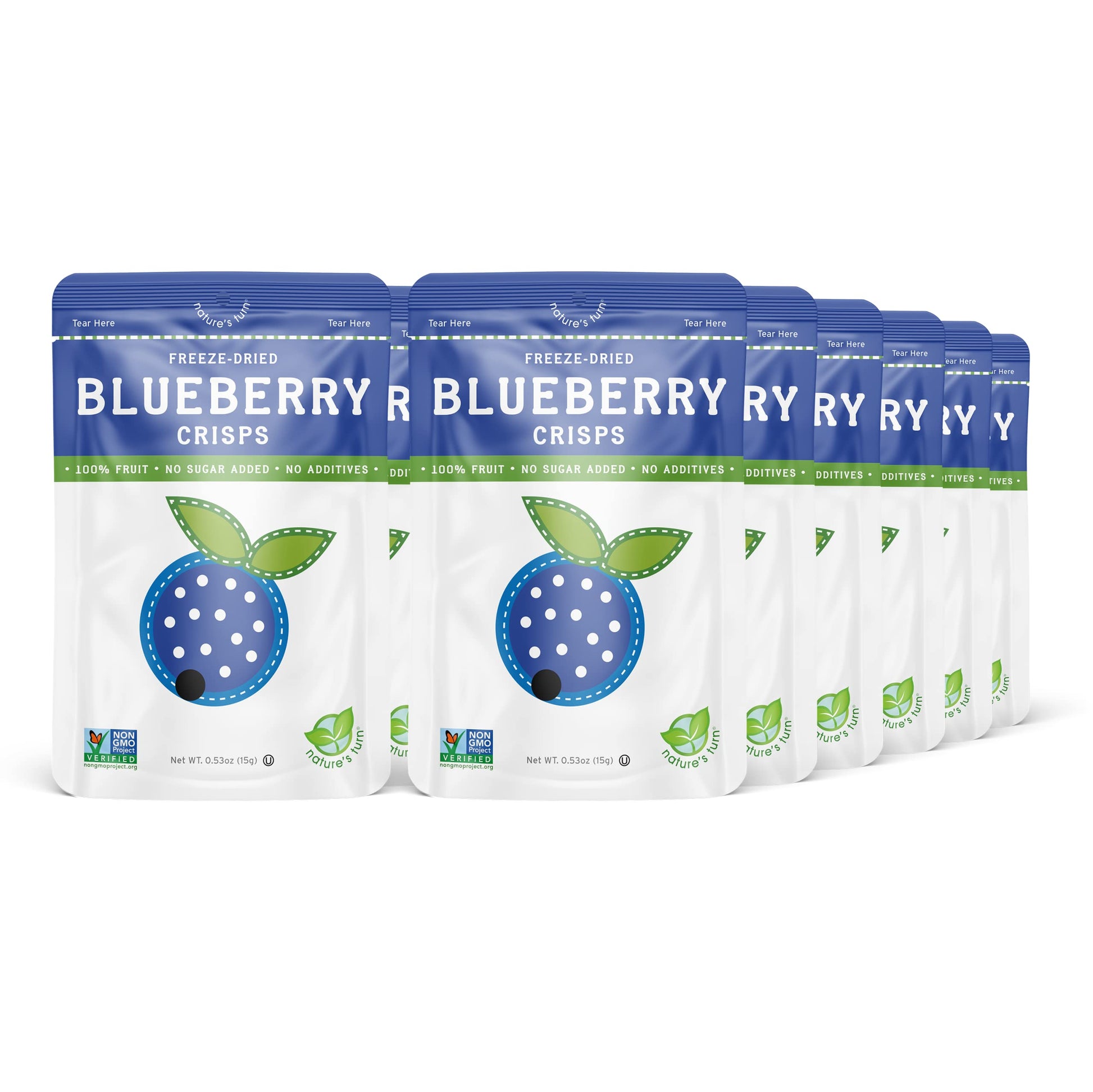 Natures Turn Freeze-Dried Fruit Snacks, Blueberry Crisps, Pack Of 12 (0.53 Oz Each)
