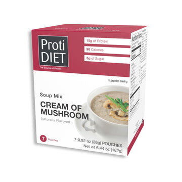 ProtiDIET Cream of Mushroom Soup Mix - Gluten-Free, Low Sugar, Low Fat, Quick and Easy-to-Prepare High Protein Creamy Mushroom S