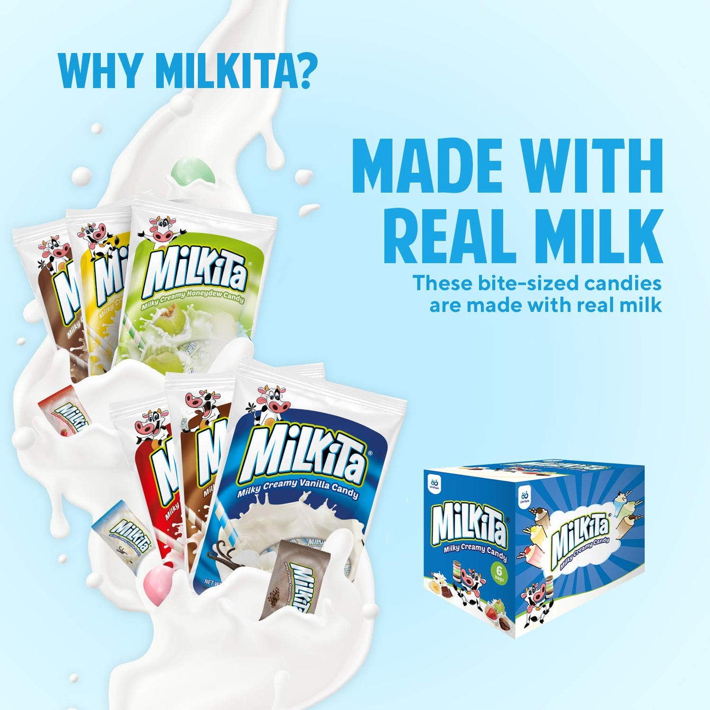 Milkita Creamy Shake Candy (Assorted Flavors, 6 Pack (180 Pcs))