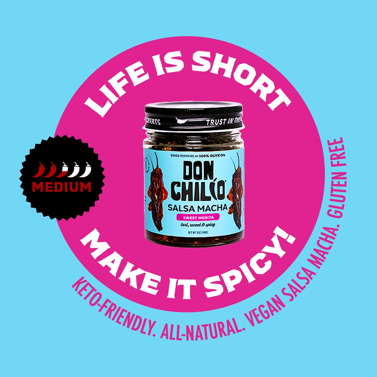 Don Chilio Sweet Heat Macha Chile (5Oz.) - Keto-Friendly Mouthwatering Sweet Heat Flavor Salsa Sauce in Oil - 100% Naturally-mad