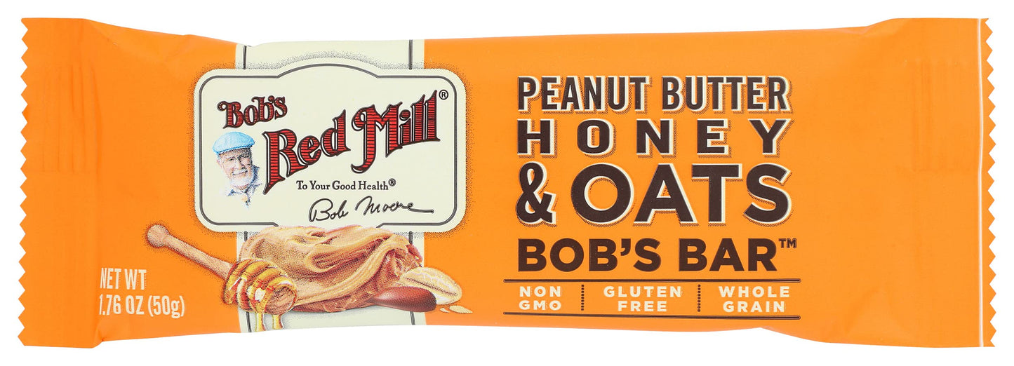 Bob's Red Mill Bob's Bar, Peanut Butter Honey & Oats, Gluten Free & Non-GMO, 1.76 Oz (Pack of 12)
