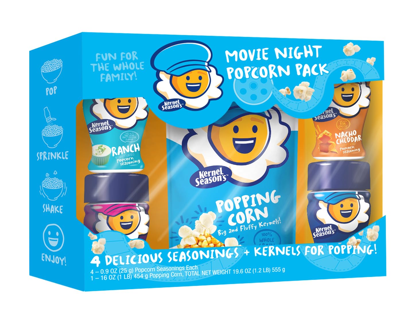 Kernel Seasons Movie Night Supplies, Popcorn and Seasoning Party Pack, 4 Flavor Variety Pack