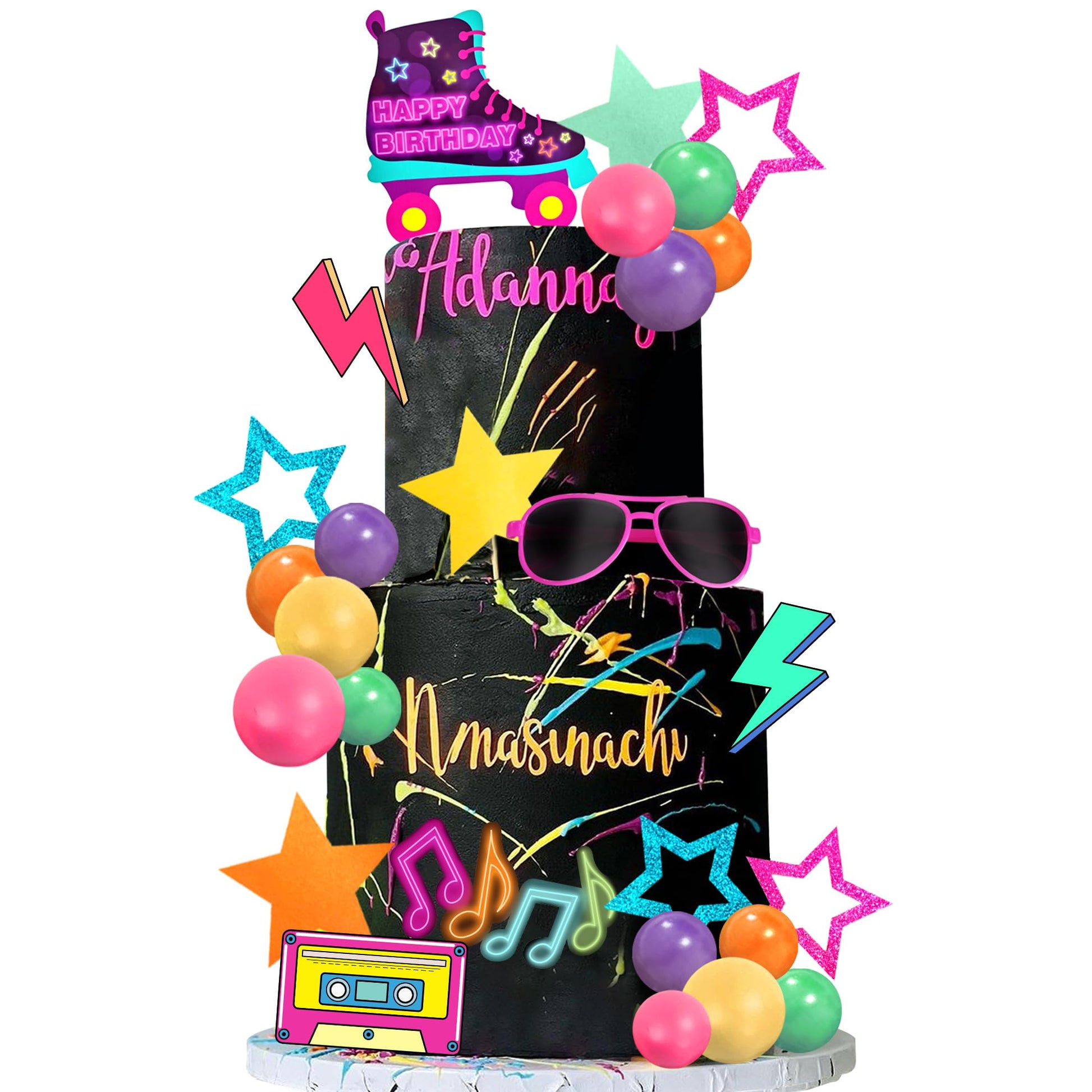 30 Pcs 80S 90S Cake Toppers Retro Hip Hop Cake Decorations For Born In The 80'S 90S Decade Throwback Party Decorations Supplies