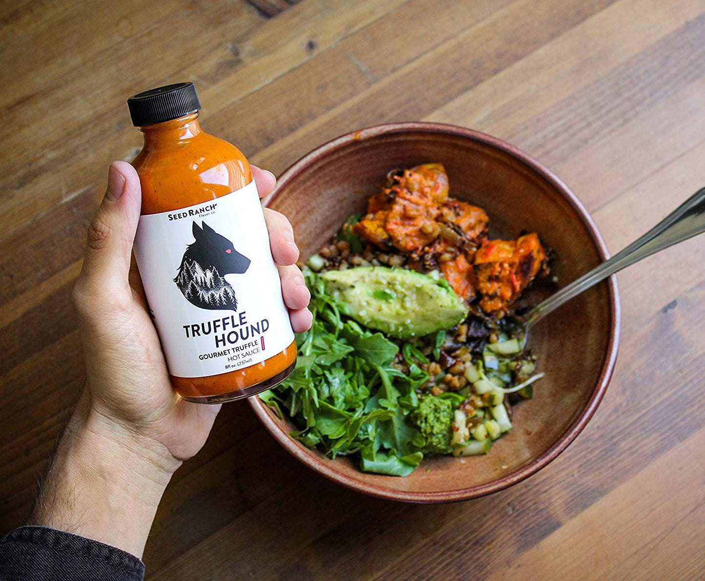 Seed Ranch Gourmet Truffle Hound Hot Sauce, Medium Heat, 8 Fl Oz (Pack of 2), Vegan, Non-GMO, Great for Pasta, Pizza & Sriracha Lovers