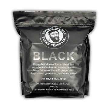 Bearded Butchers Black Blend Seasoning, 64 oz Bag (4 lbs) - Coffee & Molasses Flavor for Steaks, Burgers, Brisket, Roasts, Game 