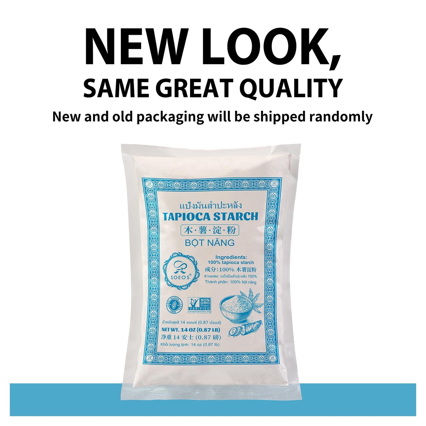 Soeos Tapioca Flour Starch, 14 Ounce, All Natural Tapioca Starch For Baking, Cooking & Boba Pearls, Thickens And Enhances Textur
