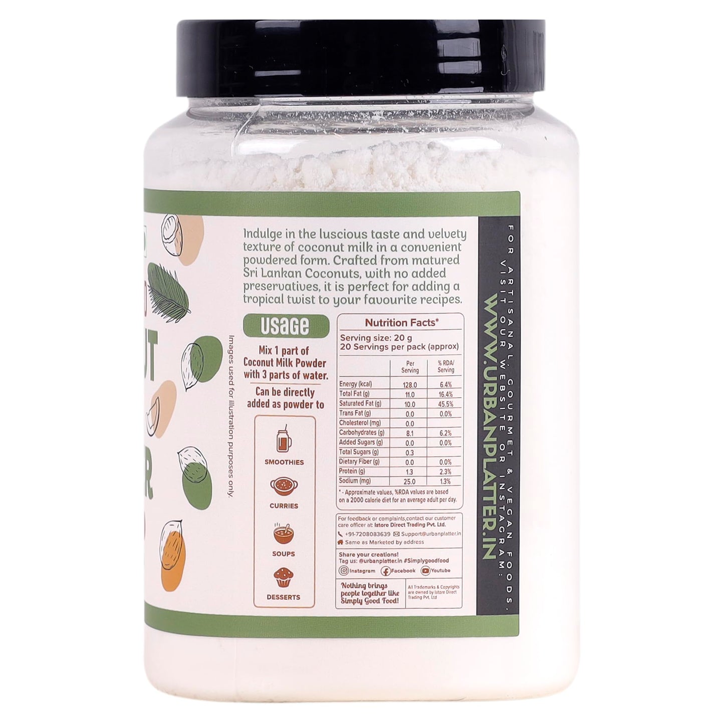 Urban Platter Vegan Coconut Milk Powder Jar, 400G