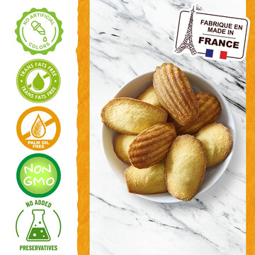 St Michel Traditional Madeleines French Sponge Cakes Made In France, Pack Of 2 (250G Each) Non-Gmo. Total Of 20 Individually Wrapped All Butter Traditional Madeleines Sponge Cakes