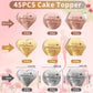 Ansee 45PCS Cake Toppers - Mirror Acrylic Cupcake Picks, Multi-shape, Gold, Silver, Rose Gold for Birthdays, Anniversaries, Pastries