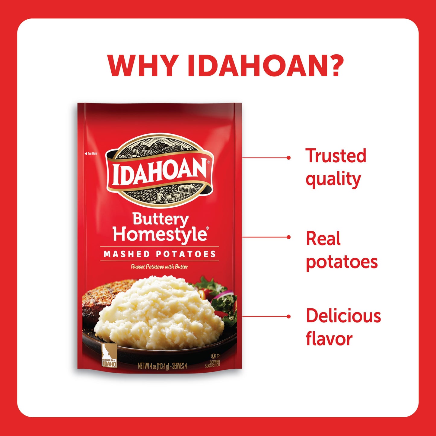 Idahoan Buttery Homestyle Mashed Potatoes, 4 oz (Pack of 12)