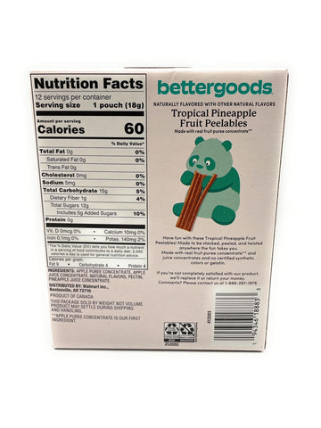 Tropical Pineapple Gluten Free Fruit Peelable, Naturally Flavored, Bettergoods, 7.56/12Ct - Pack Of 1