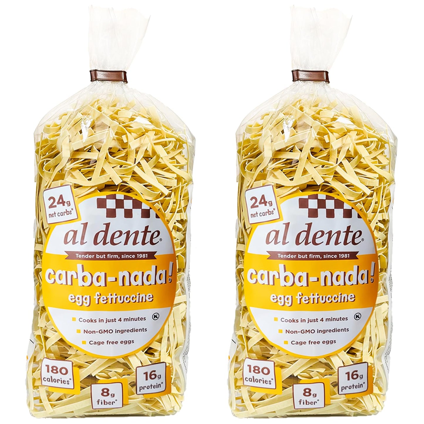 Al Dente Carba-Nada Egg Fettuccine, Lower Carb, 16G High Protein, Cage Free Eggs, Non-Gmo, Artisanal, Homemade Taste & Texture, 10Oz Bags (Pack Of 2)