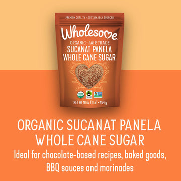Wholesome Sweeteners 32-Ounce Organic Sucanat Panela Whole Cane Sugar, Fair Trade, Non-GMO Project Verified , Gluten Free & Vega