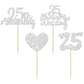Gyufise 24Pcs 25Th Anniversary Cupcake Toppers Silver 25Th Wedding Anniversary Heart Cake Decorations For 25 Silver Wedding Cele