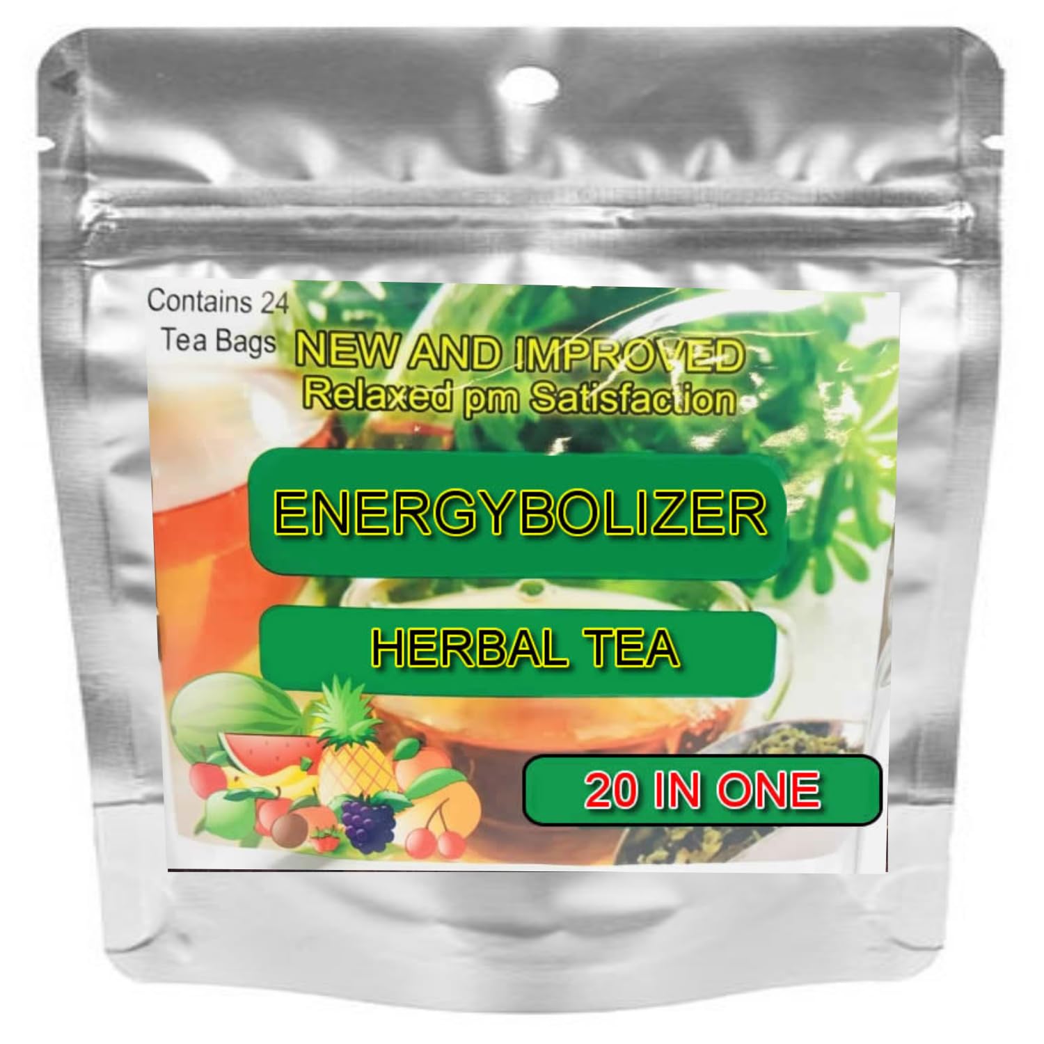 Energybolizer Herbal Tea - Natural Energy Booster, 24 Bags, 20 Flavor Variety