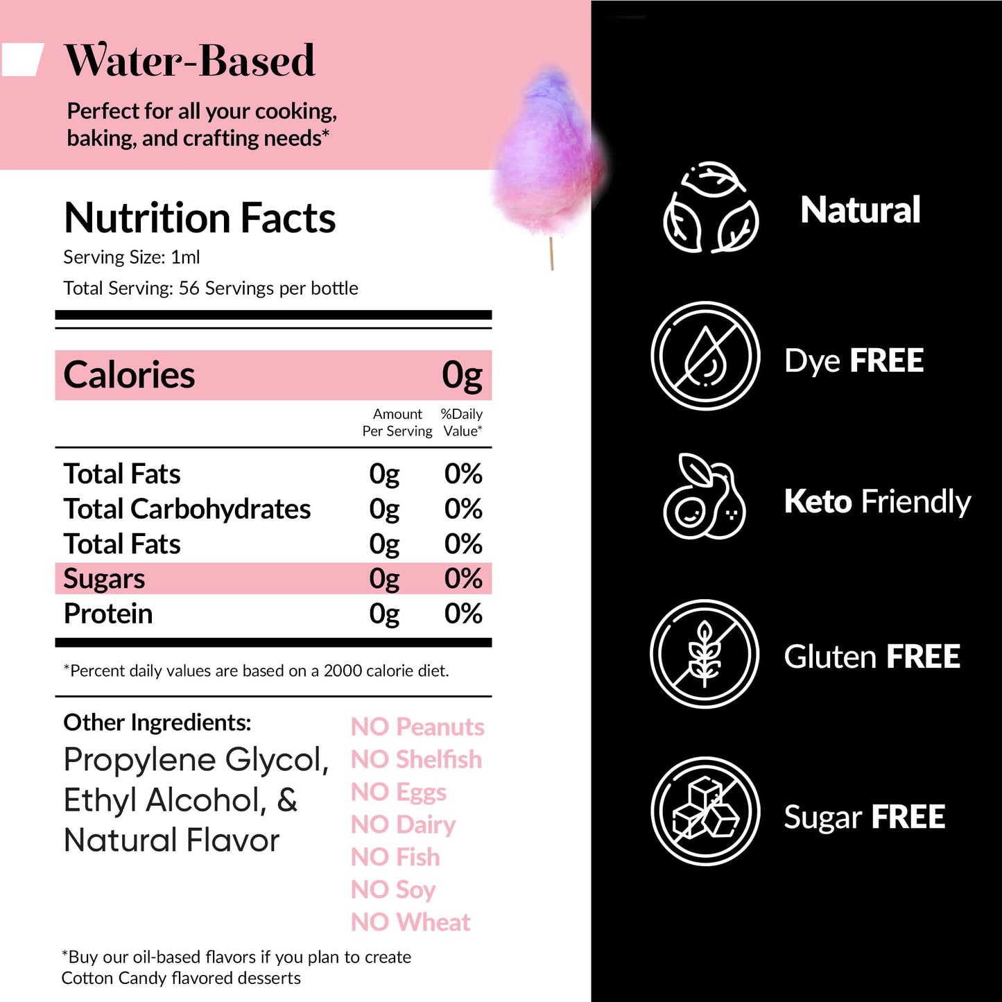 Dolce Flav Natural Cotton Candy Extract - 2 Ounce Water-Soluble Multipurpose Flavoring Ideal for Baked Goods, Beverages, Coffee,