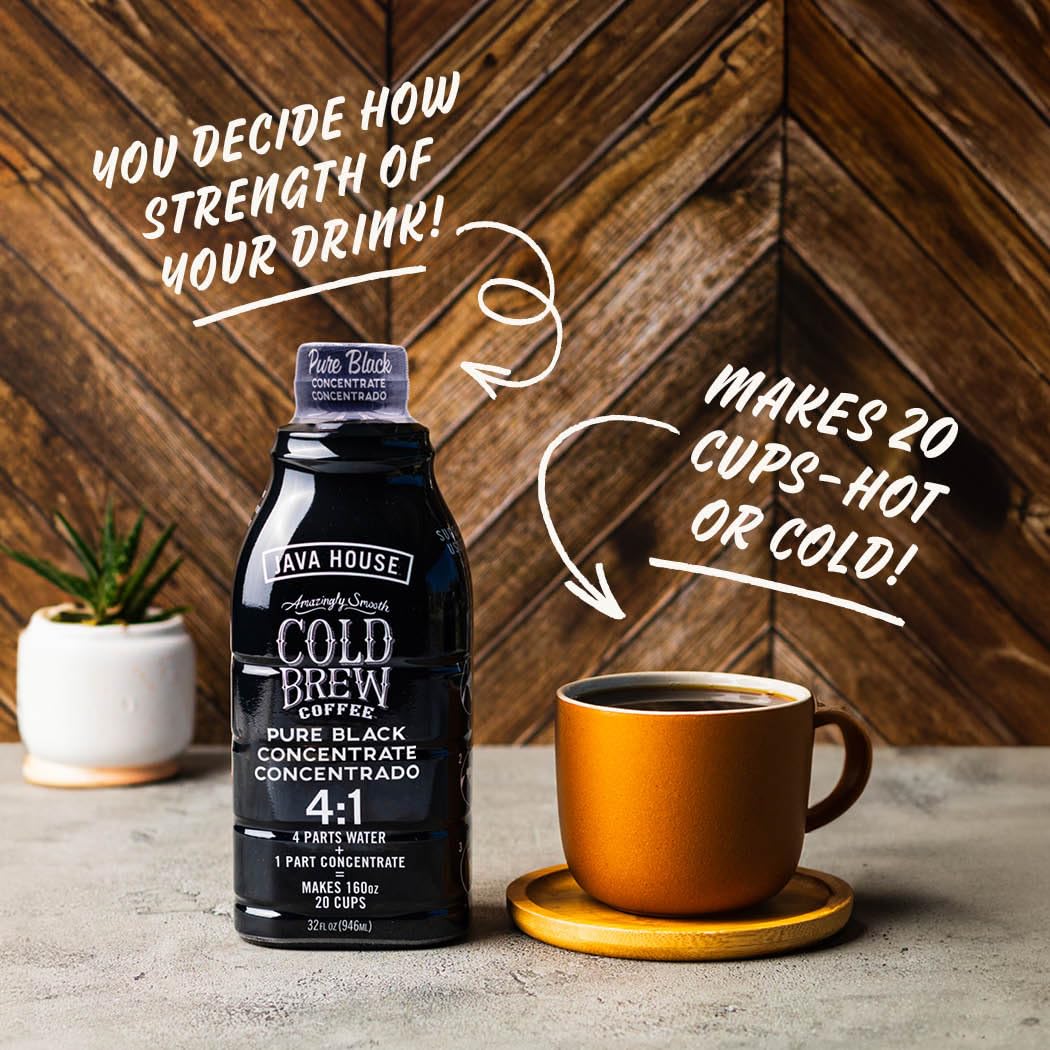 Java House Cold Brew Coffee Liquid Concentrate, Colombian, 32 Fl Oz Bottle, Black, Model FC309322