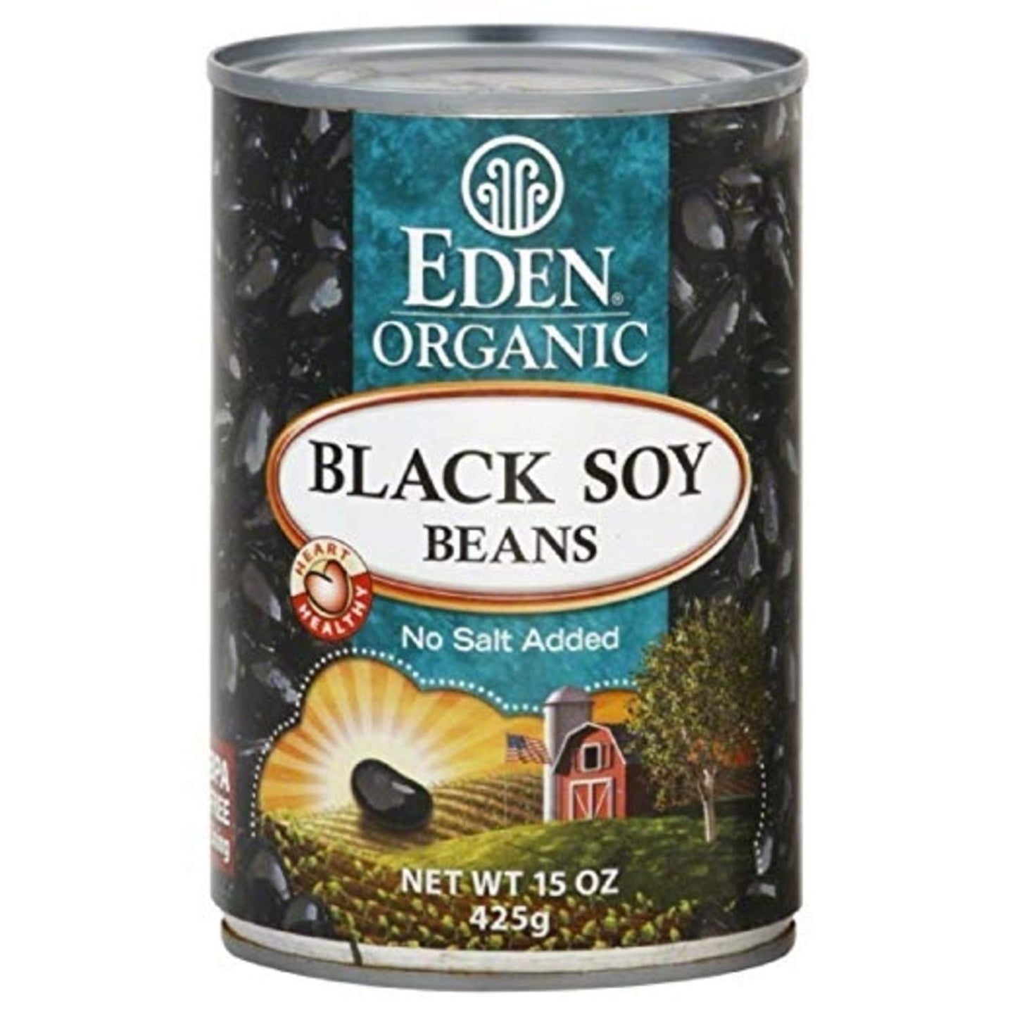 Eden Organic Black Soybeans, 15 oz Can (6-Pack), Complete Protein, No Salt Added, Non-GMO, Gluten Free, U.S. Grown, Heat and Ser
