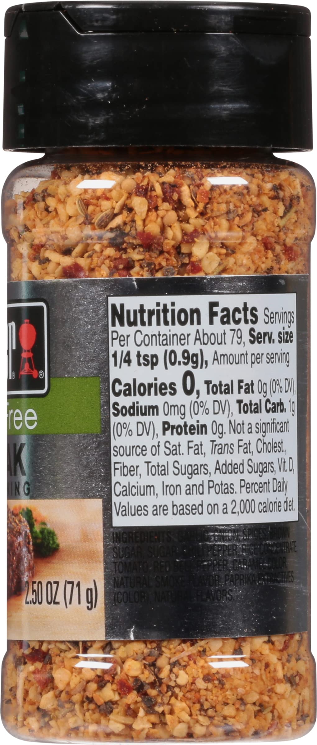 Weber Salt Free Steak Seasoning, 2.5 Ounce Shaker