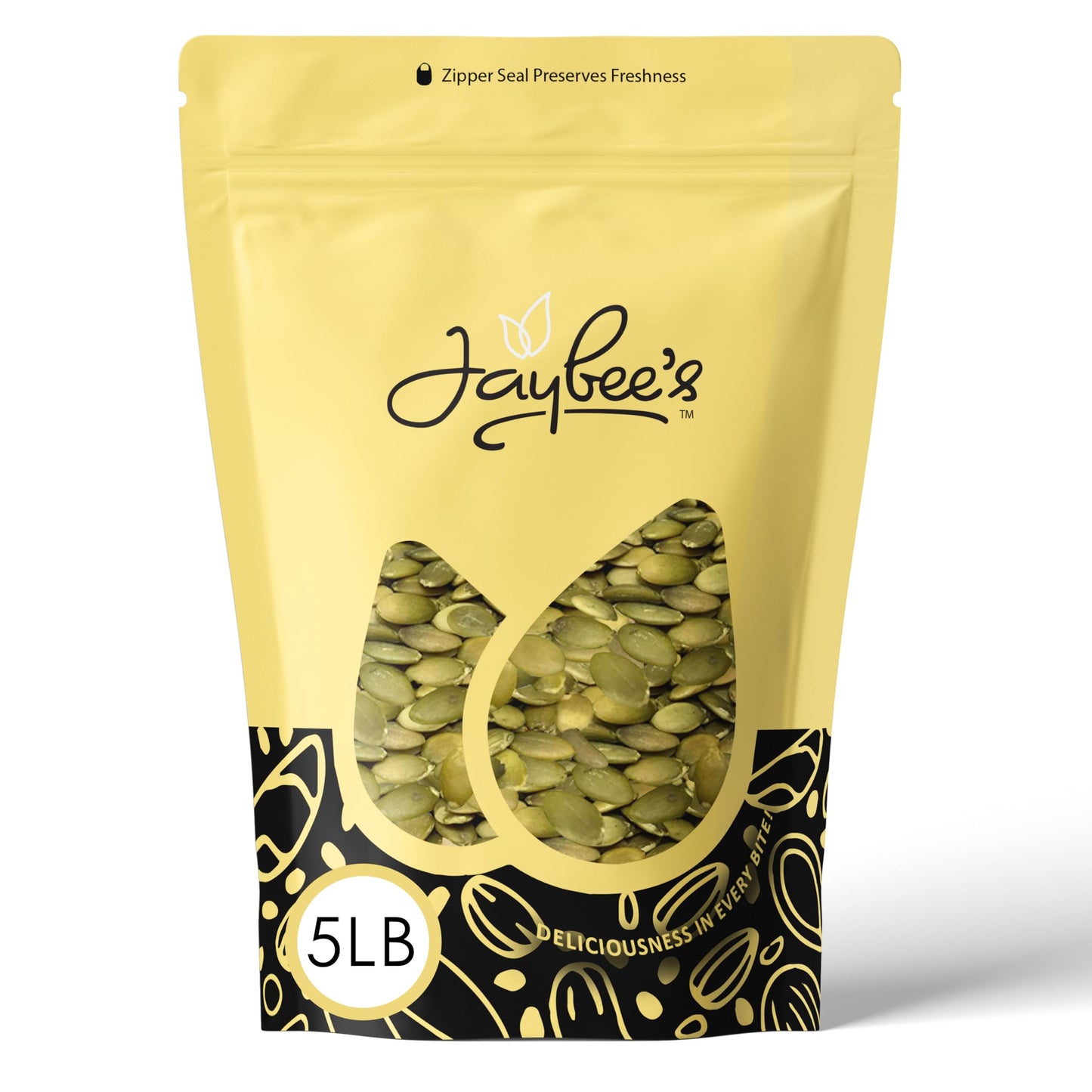 Jaybees Raw Pumpkin Seeds Pepitas, Unsalted, 5 Pound Bag - Healthy Snack for Keto, Vegan, Paleo Diets, Kosher Certified