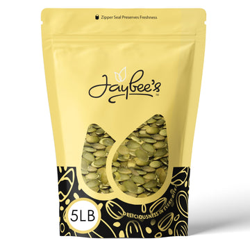 Pumpkin Seeds Pepitas 5 Pounds Roasted Salted | Resealable Bag | Healthy Protein Snack | Perfect for Salads & Baking | Jaybees N