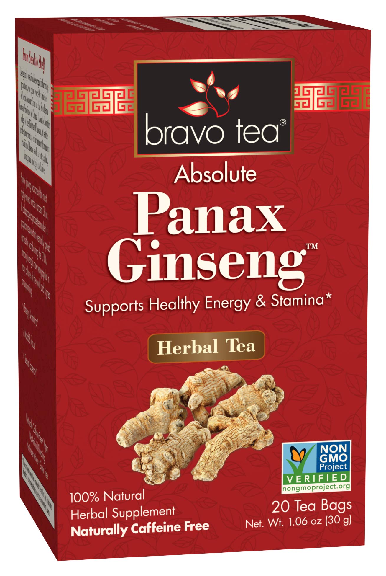 Bravo Tea Absolute Panax Flavor Blendseng Tea  Energy Blend Free  20 Tea Bags