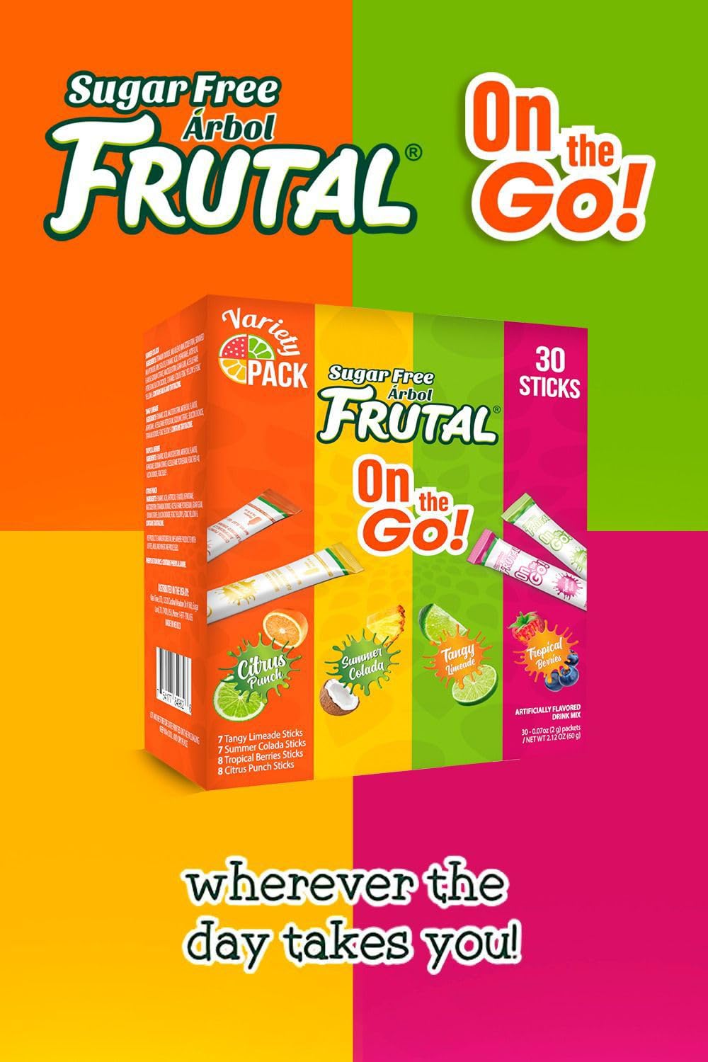 Powdered Drink Mix Variety Pack, Sugar Free! - Fruity Flavors - Summer Colada, Tangy Limeade, Citrus Punch & Tropical Berries Pa