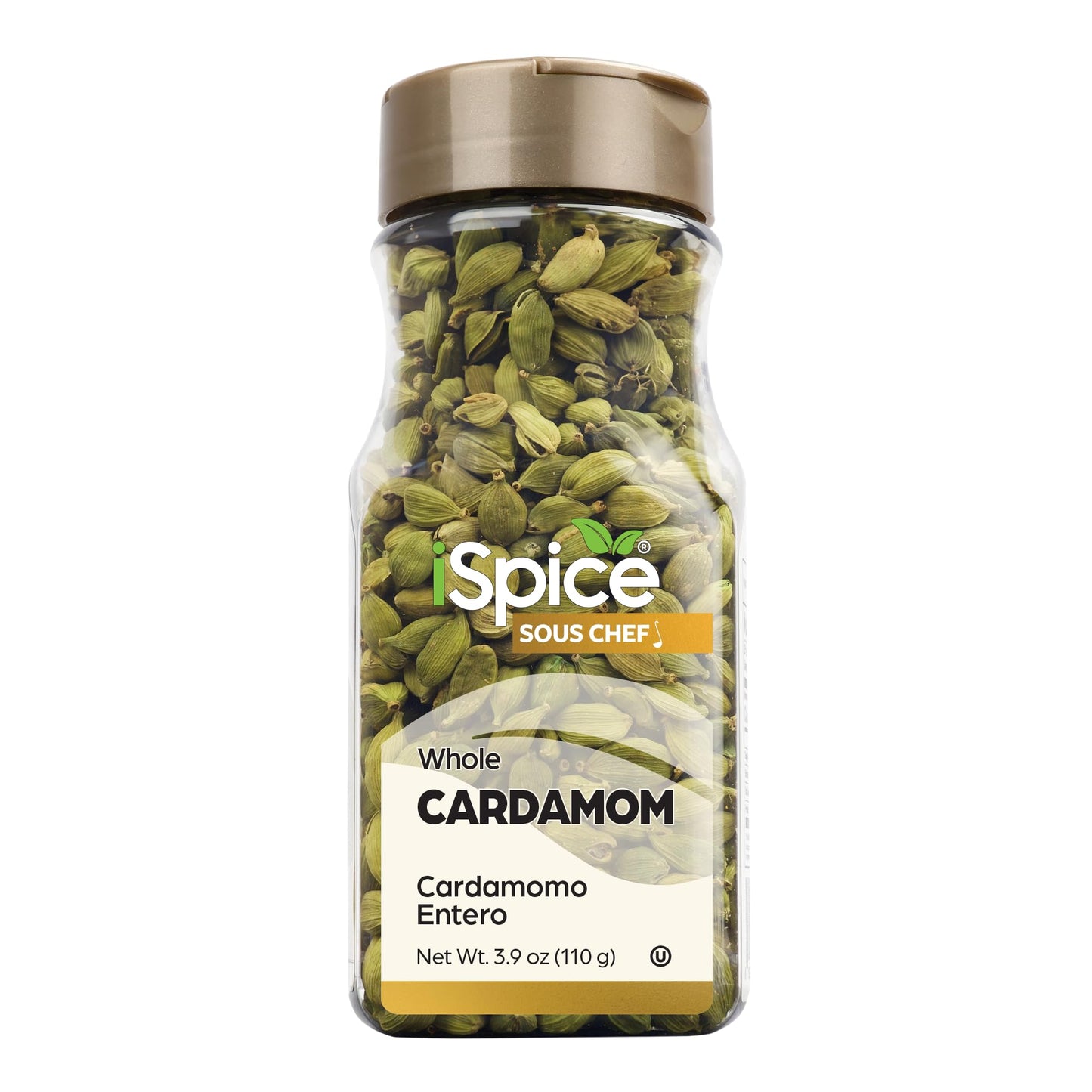 Ispice Cardamom Seeds Whole (3.9 Oz) 110G | Cardamom Pods Whole Pure And Fresh | Kosher | Aromatic Essential Kitchen Herbs