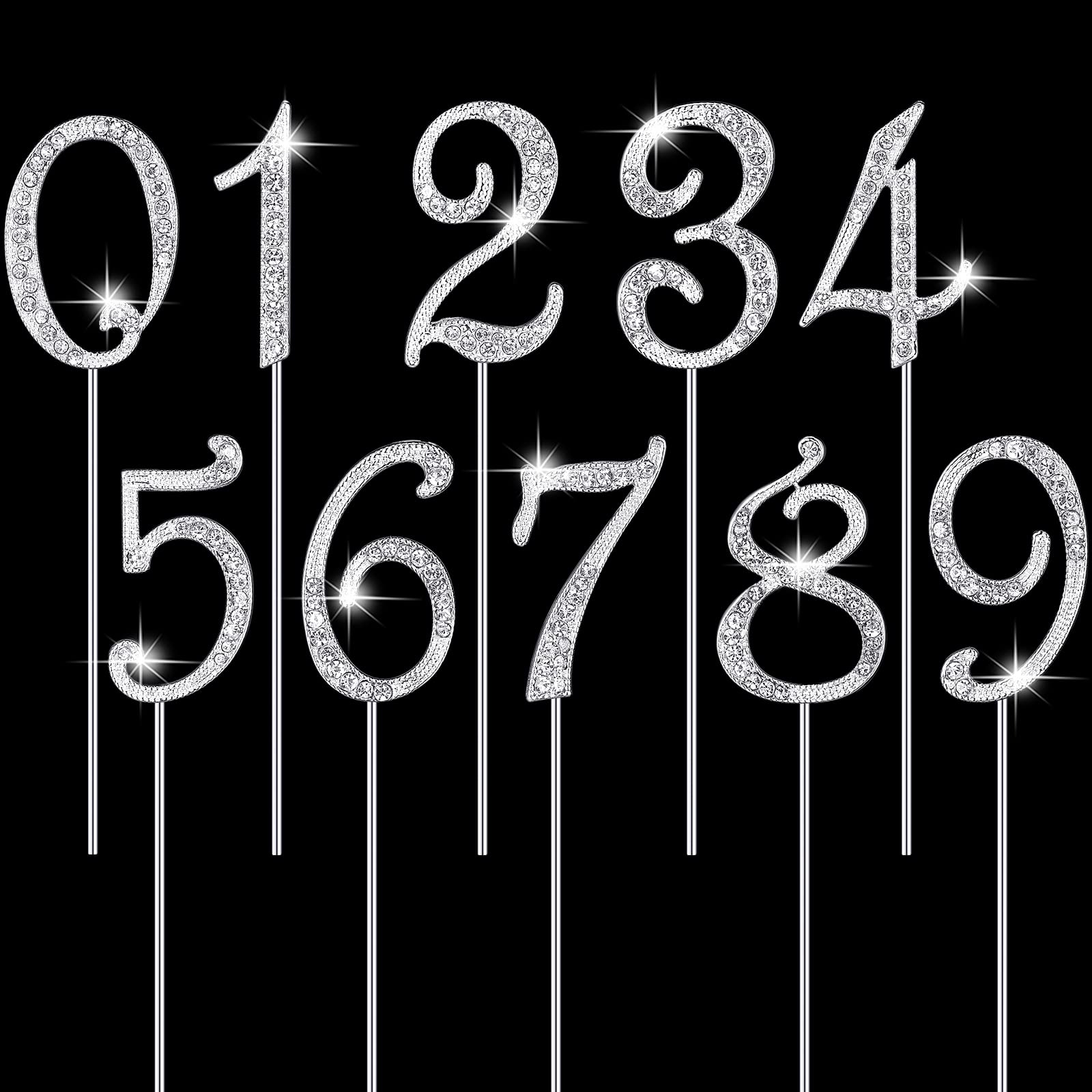 Numbers 0-9 Cake Topper Mini Diamond Gems Birthday Cake Toppers Bling Rhinestone Cake Topper Birthday Party Decoration For Weddi