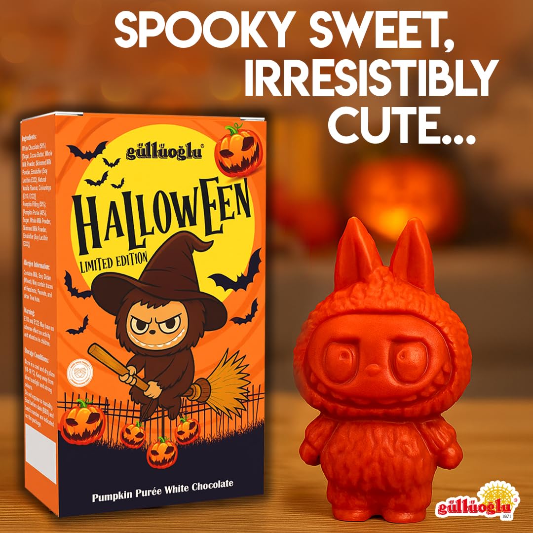 Labudabu Halloween Chocolate Pumpkin Candy – Belgian Chocolate Gourmet Bar 40G With Pumpkin Purée Filling – Trick Or Treat Party Favor & Gift Box For Kids And Mature-Themeds,Thanksgiving, Christmas