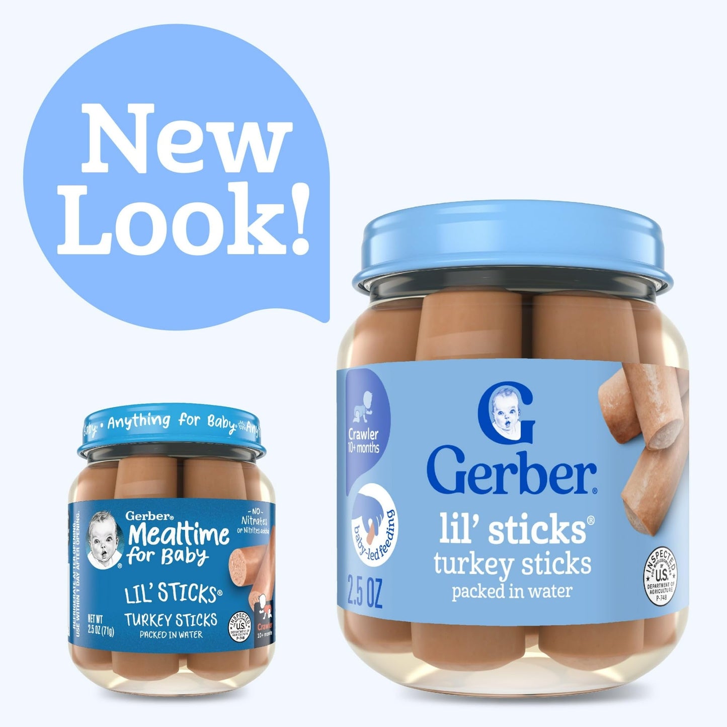 Gerber Mealtime For Baby Lil Sticks 2.5 Ounce Jar (5 Turkey Sticks, 5 Chicken Sticks) Variety Pack