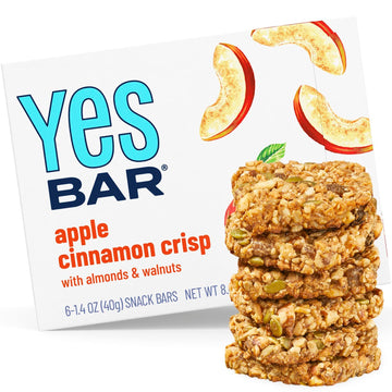 The Yes Bar Apple Cinnamon Crisp - Plant Based Protein, Decadent Snack Bar - Vegan, Paleo, Gluten Free, Dairy Free, Low Sugar, H