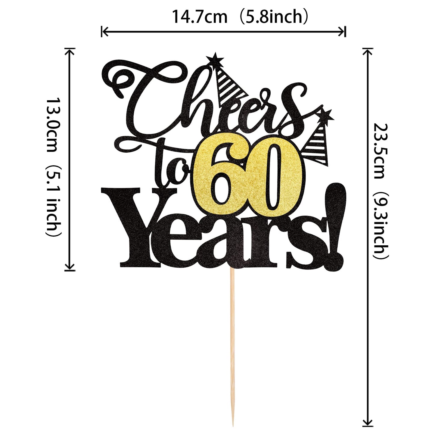 Rssta i Cake Topper Black Glitter 60th Birthday Decorations Sixty Years Old Model XM029