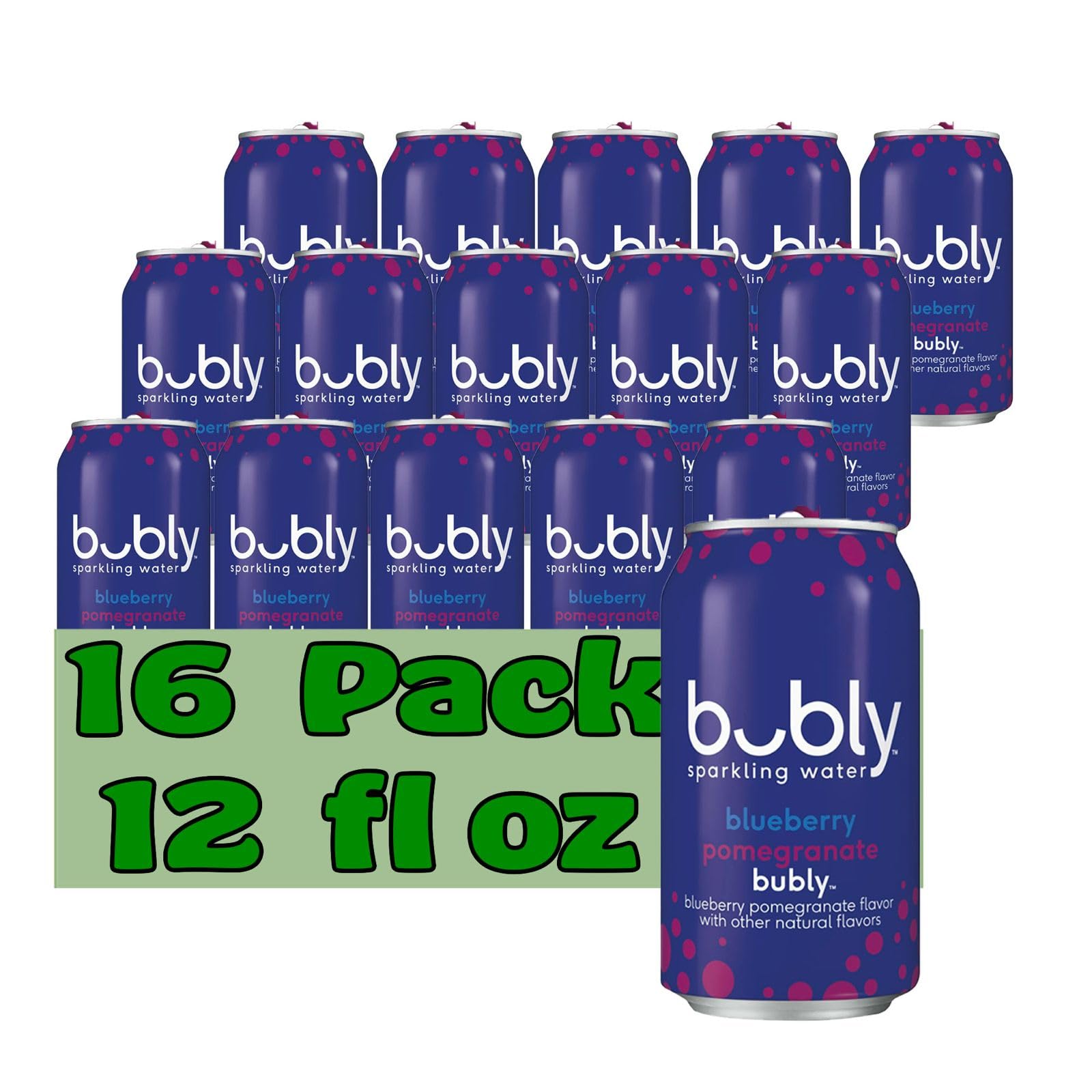 Bubly Blueberry Pomegranate Flavored Sparkling Water 12 fl oz Aluminum Can 16 Pack