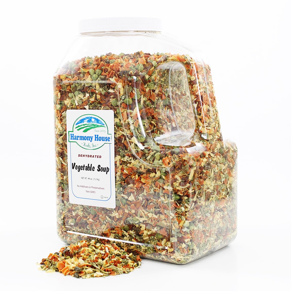Harmony House Vegetable Soup Mix - Dehydrated Vegetables for Cooking, Camping, Emergency Supply - 44 oz Jug