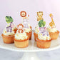 40Pcs Edible Animal Cupcake Toppers Edible Wafer Paper Flower Cupcake Picks Baby Shower Baby Girl Boy Birthday Party Drink Toppe