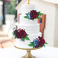 Rinlong 3Pcs Pre-Made Cake Toppers - Flowers For Christmas, Wedding, Baptism - Burgundy, Navy Xmas Cake Decorations