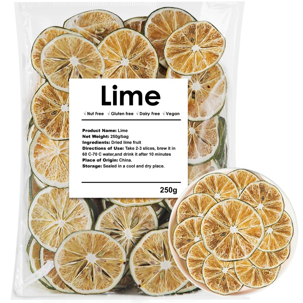 Dried Lime Slices 3.52oz/100g, Dehydrated Dry Lime For Cocktails, 100% Natural & No Additives, No Sugar Added (3.52 oz)