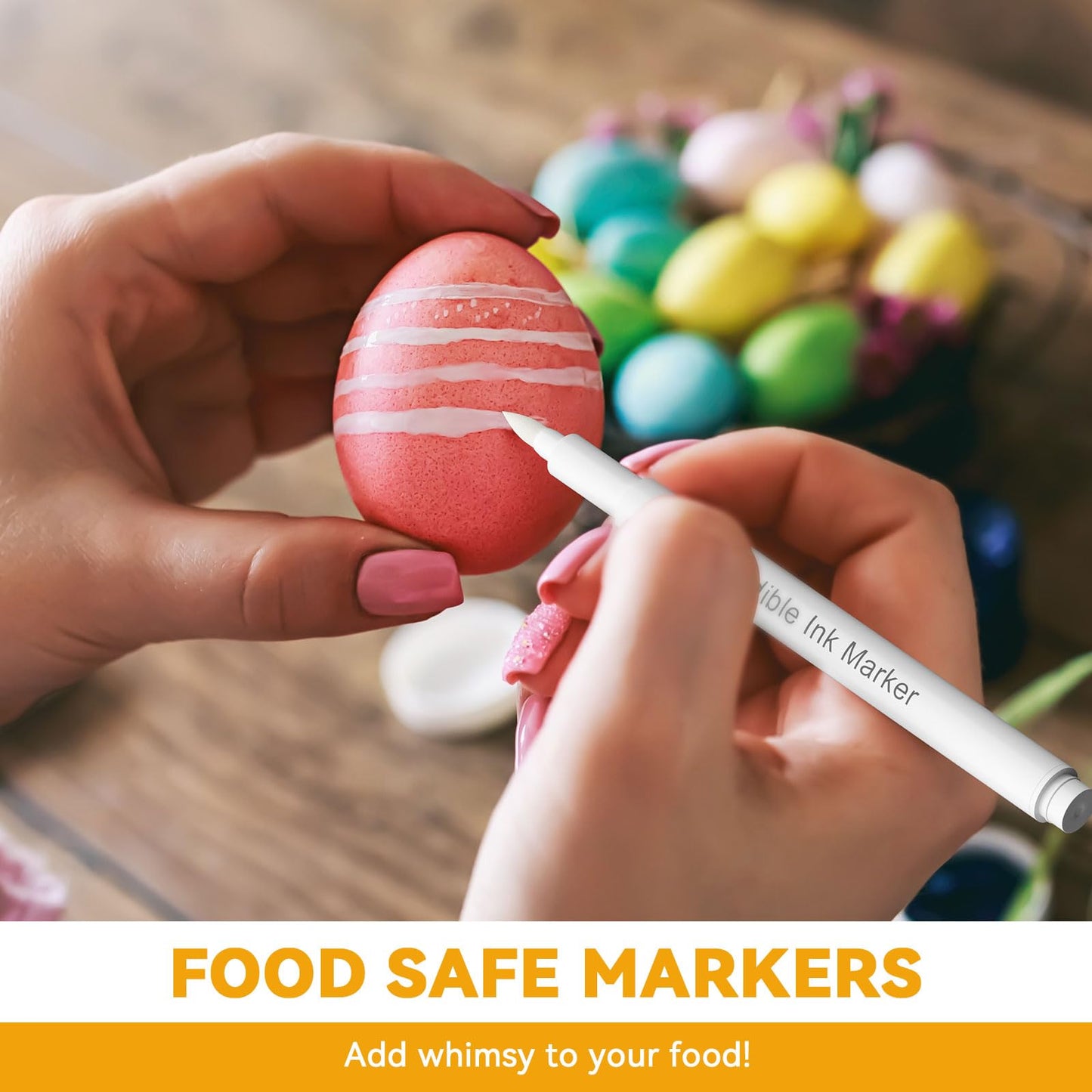 3Pcs White Edible Markers For Cookie Decorating, Edible Pen With Upgraded Smooth Tip, Food Grade Gourmet Writer For Decorating Fondant Cakes, Easter Eggs, Frosting, Macaron
