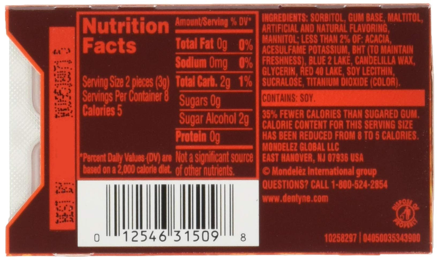 Dentyne Fire Spicy Cinnamon Sugar-Free Gum, 12 Pack
